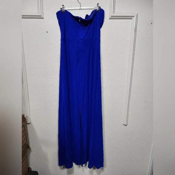 Lulus Momentous Charm Royal Blue Mesh Strapless Maxi Dress Wedding Party Prom - Picture 8 of 9